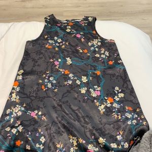 Silk black material flower dress